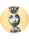 Fornasetti Sweet Wrapper Face Print Plate In Gold