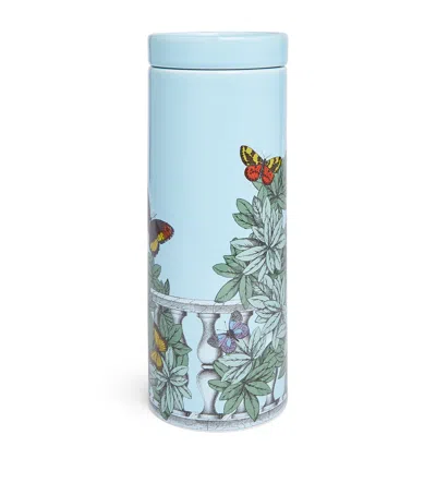 Fornasetti Tall Farfalle E Balaustra Candle In Blue