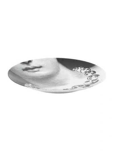Pre-owned Fornasetti Tema E Variazioni 107 Wall Plate In Black/white