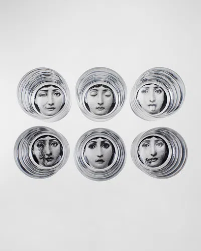 Fornasetti Tema E Variazioni 1.5 Oz. Glasses, Set Of 6 In Gray