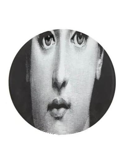 Pre-owned Fornasetti Tema E Variazioni 52 Wall Plate In White