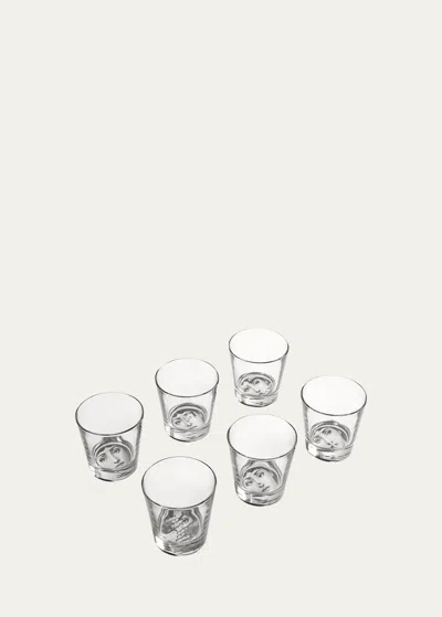 Fornasetti Tema E Variazioni Glasses. Set Of 6 In Blackwhite