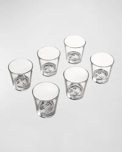 Fornasetti Tema E Variazioni Glasses. Set Of 6 In Transparent