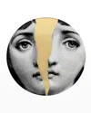 Fornasetti Tema E Variazioni N. 10 Broken Face Gold Wall Plate In Blackwhitegold