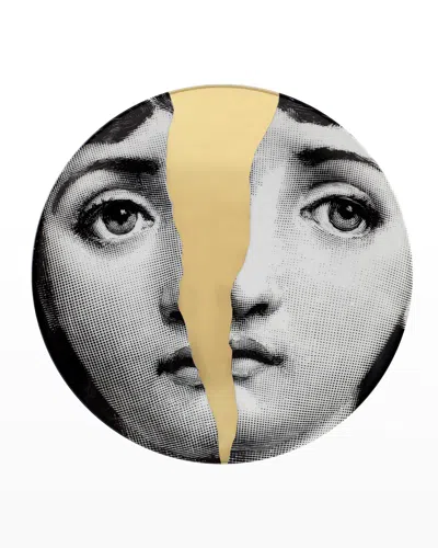 Fornasetti Tema E Variazioni N. 10 Broken Face Gold Wall Plate In Multi