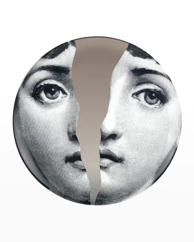 Fornasetti Tema E Variazioni N. 10 Broken Face Platinum Wall Plate In Multi