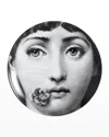 Fornasetti Tema E Variazioni N. 137 Face With Flower Wall Plate In Black