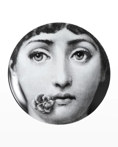 Fornasetti Tema E Variazioni N. 137 Face With Flower Wall Plate In Black