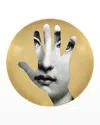 FORNASETTI TEMA E VARIAZIONI N. 15 FACE IN HAND GOLD WALL PLATE