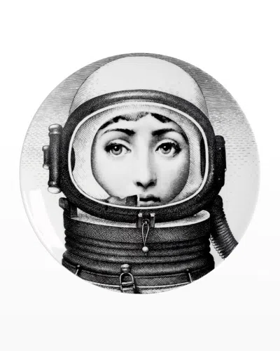 Fornasetti Tema E Variazioni N. 181 Astronaut Wall Plate In Black/white