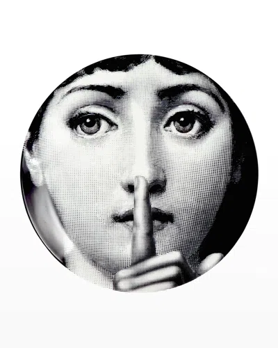 Fornasetti Tema E Variazioni N. 334 Silence Wall Plate In Black/white