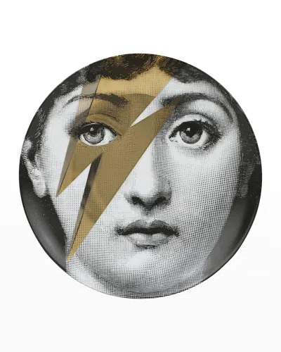 Fornasetti Tema E Variazioni N. 375 David Bowie Lightning Gold Wall Plate In Multi