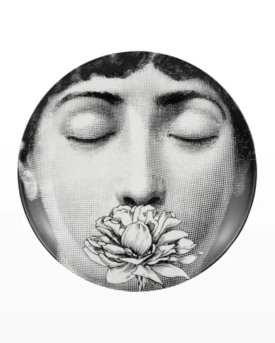 Fornasetti Tema E Variazioni N. 393 Smelling Flower Wall Plate In Black