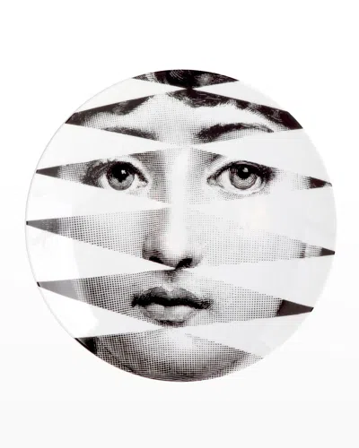 Fornasetti Tema E Variazioni N. 41 Diamond Portrait Wall Plate In Black