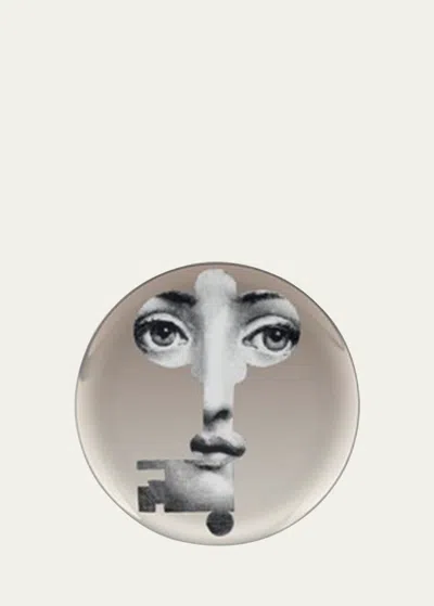 Fornasetti Tema E Variazioni N. 47 Face Inside Key Platinum Wall Plate In Black Pattern