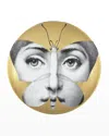 Fornasetti Tema E Variazioni N. 96 Butterfly Face Gold Wall Plate In Blackwhitegold