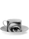 Fornasetti Tema E Variazioni N1 Tea Cup And Saucer In Black