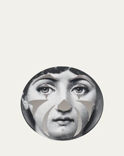 Fornasetti Tema E Variazioni N.122 Platinum Clown Face Wall Plate In Multi