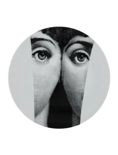 Pre-owned Fornasetti Tema E Variazioni N.13 Wall Plate In White