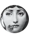 Fornasetti Tema E Variazioni N. 137 Face With Flower Wall Plate In Black