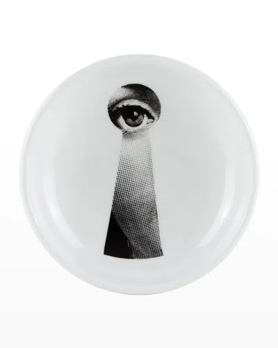 Fornasetti Tema E Variazioni N14 Keyhole Round Ashtray In Black