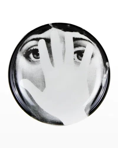 Fornasetti Tema E Variazioni N15 Hand Over Face Round Ashtray In Blackwhite