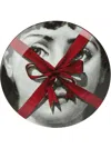 Fornasetti Portrait And Bow Print Plate In Black