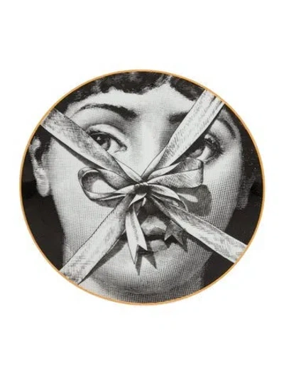 Pre-owned Fornasetti Tema E Variazioni N.171 Wall Plate In Black