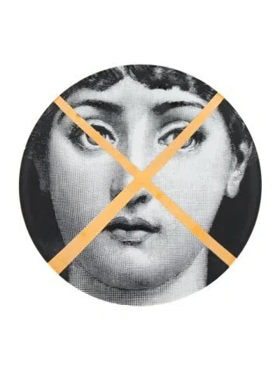 Pre-owned Fornasetti Tema E Variazioni N.30 Wall Plate In Black