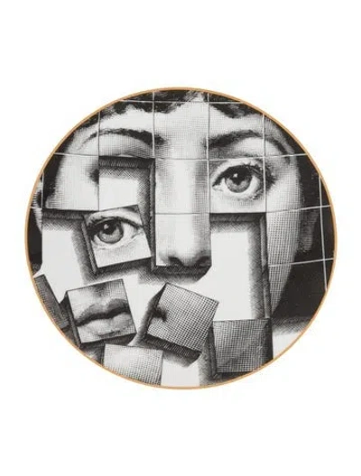 Pre-owned Fornasetti Tema E Variazioni N.33 Wall Plate In Black