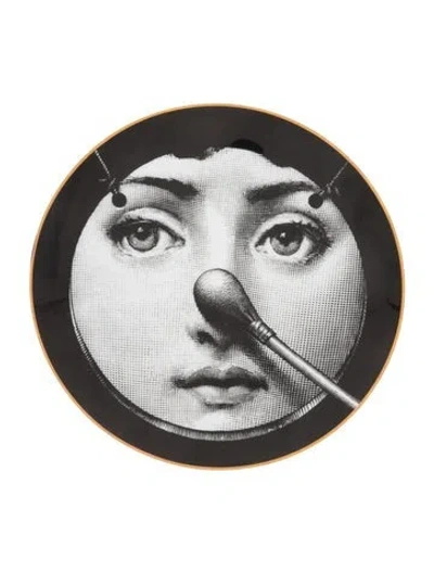 Pre-owned Fornasetti Tema E Variazioni N.35 Wall Plate In Black