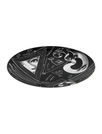 Pre-owned Fornasetti Tema E Variazioni N.391 Wall Plate In Blac