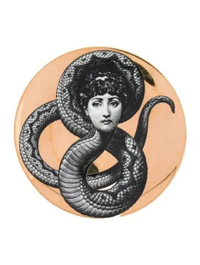 Pre-owned Fornasetti Tema E Variazioni No. 198 Wall Plate In Gold