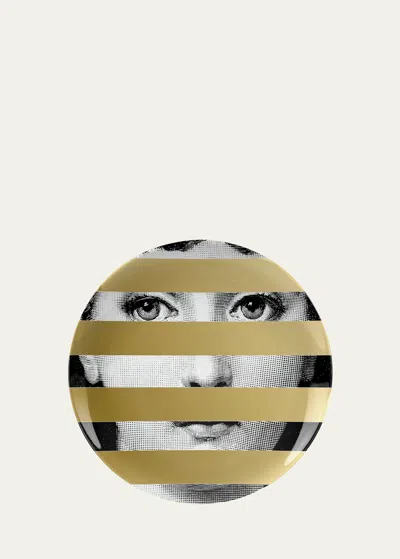 Fornasetti Tema E Variazioni No. 399 Wall Plate In Gold/black/white
