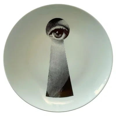 Pre-owned Fornasetti Tema E Variazioni Porcelain Plate #14 In Gray
