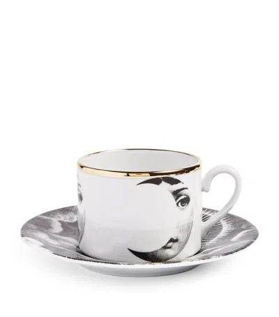 Fornasetti Tema E Variazioni Sole E Luna Teacup And Saucer In Multi