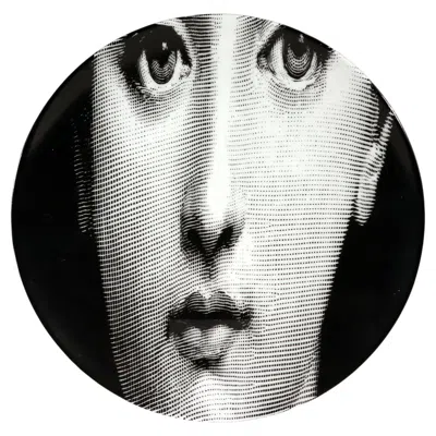 Pre-owned Fornasetti Themes & Variations Plate, Pattern Number 52, Atelier , 19 In Gray