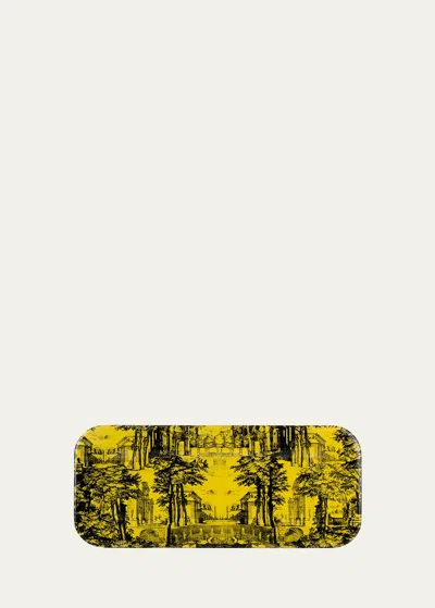 Fornasetti Tray 25x60cm - Giardino Settecentesco Black Yellow In Green