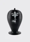 Fornasetti Vase Rigato Serratura Face In Key Black In Black Pattern