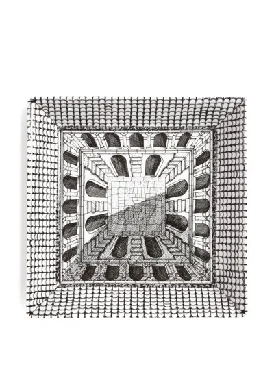 Fornasetti Vide-poche Architettura Square Tray (20,8cm X 20,8cm) In Black