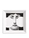 Fornasetti Vide-poche Square Face Tray (20,8cm X 20,8cm) In White