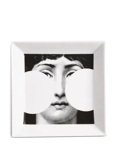 Fornasetti Vide-poche Square Face Tray (20,8cm X 20,8cm) In White