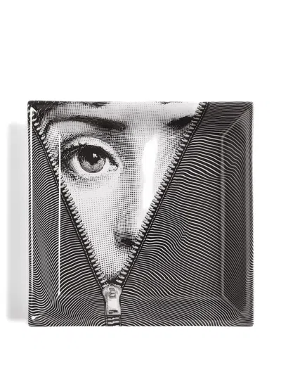 Fornasetti Vide-poche Square Tray (20,8cm X 20,8cm) In Black