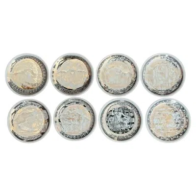 Pre-owned Fornasetti Vintage Italian  Mythological Ceramic Coaster - Set Of 8 In Brown