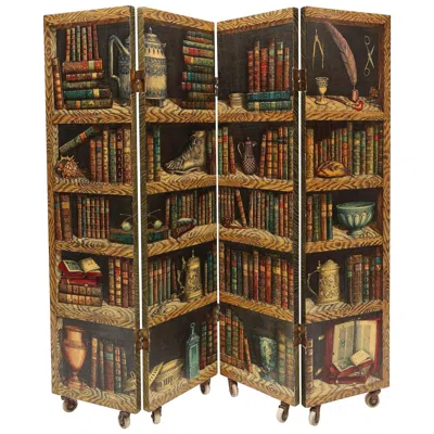 Pre-owned Fornasetti Vintage Piero  Strumenti Musical Or Libri Screen In Brown