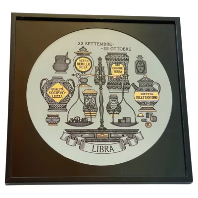 Pre-owned Fornasetti Zodiac Libra Silk Screen Print In Black