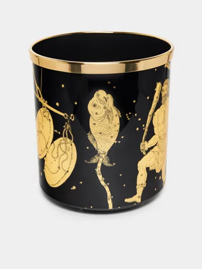 Fornasetti Zodiaco Metal Wastepaper Bin  Abask Gift Set In Black