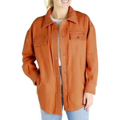 Fornia Los Angeles Jacquard Boyfriend Shirt Jacket In Adobe In Orange