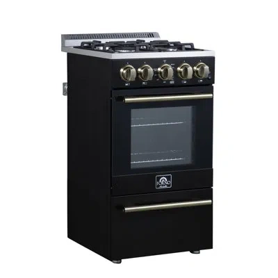 Forno Alta Qualita 20 Inch Gas Range, 4 Sealed Burners, 21,200 Btu, 2.05 Cu. Ft. Oven In Black