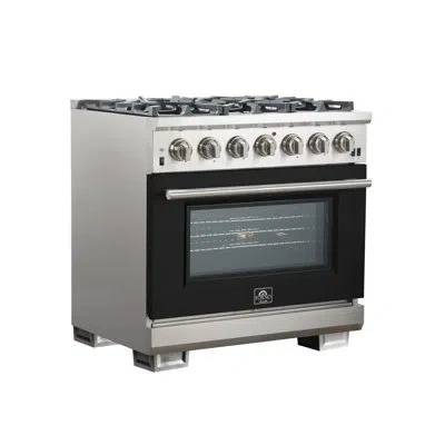 Forno Capriasca 36" 5.32 Cu. Ft. Freestanding Gas Convection Oven In Black